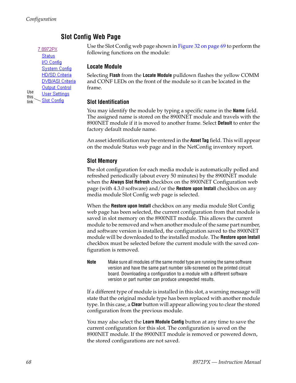 Slot config web page | Grass Valley 8972PX User Manual | Page 68 / 90