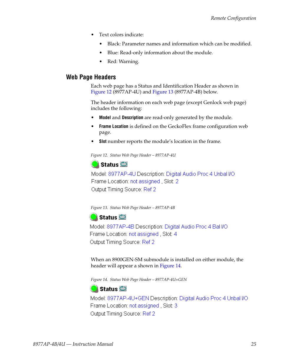 Web page headers | Grass Valley 8977AP-4B User Manual | Page 25 / 68