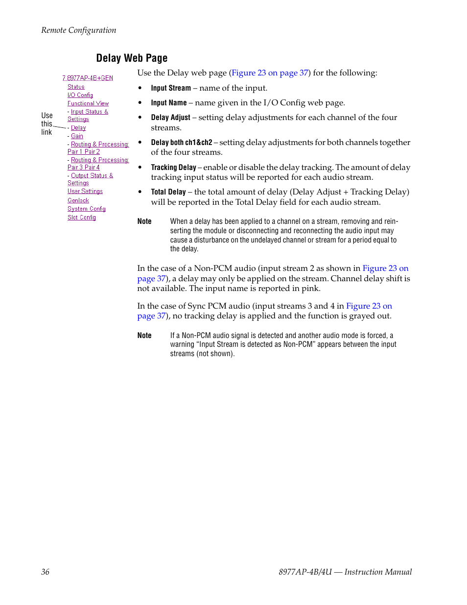 Delay web page | Grass Valley 8977AP-4B User Manual | Page 36 / 68