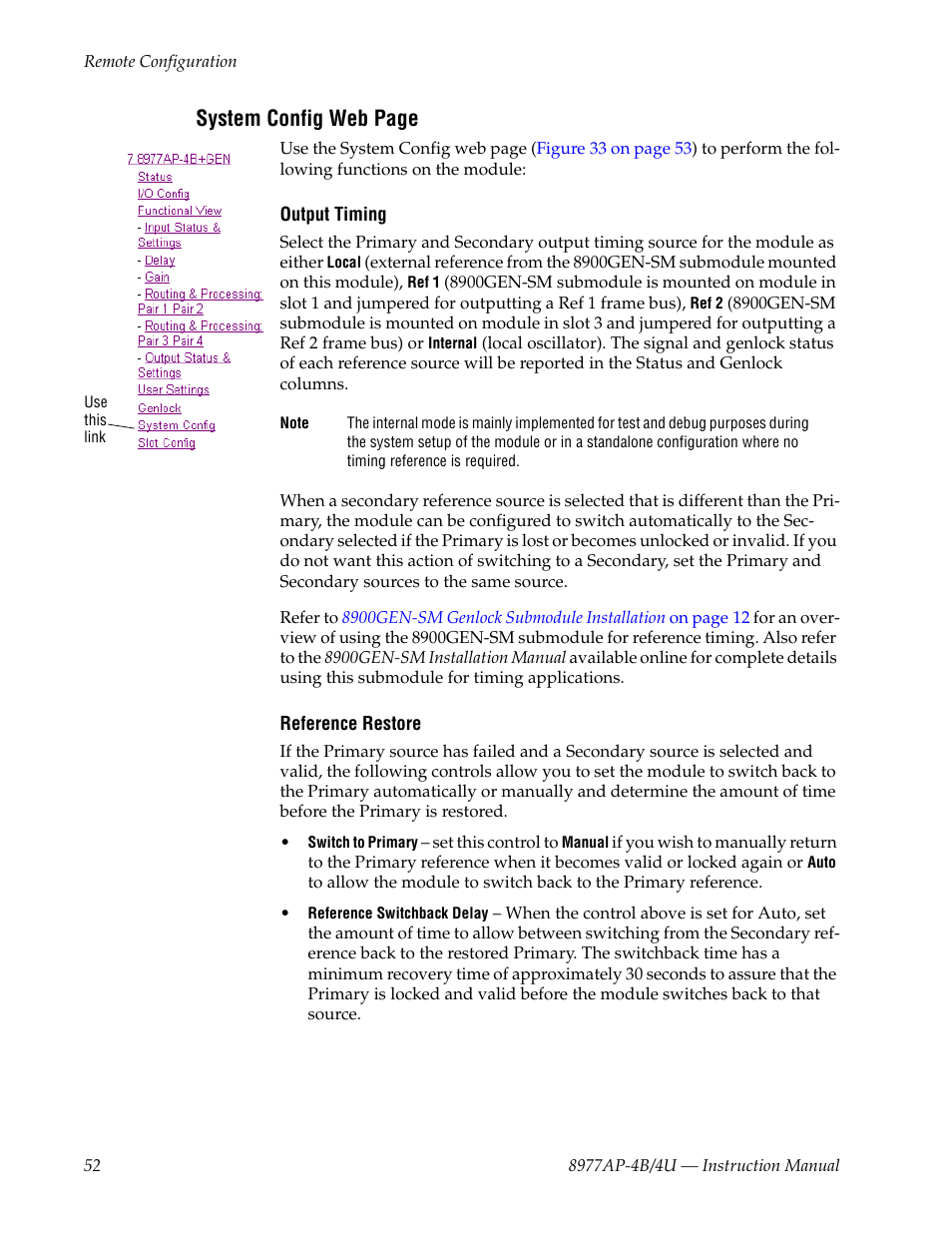 System config web page | Grass Valley 8977AP-4B User Manual | Page 52 / 68