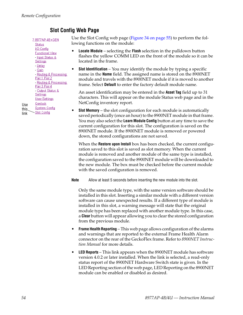 Slot config web page | Grass Valley 8977AP-4B User Manual | Page 54 / 68