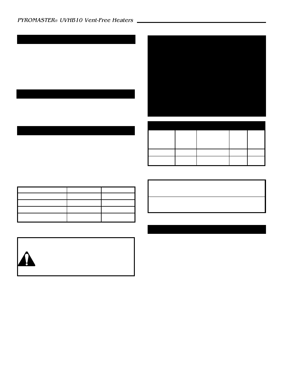 Pyromaster, Uvhb10 vent-free heaters | CFM UVHB10 User Manual | Page 4 / 13