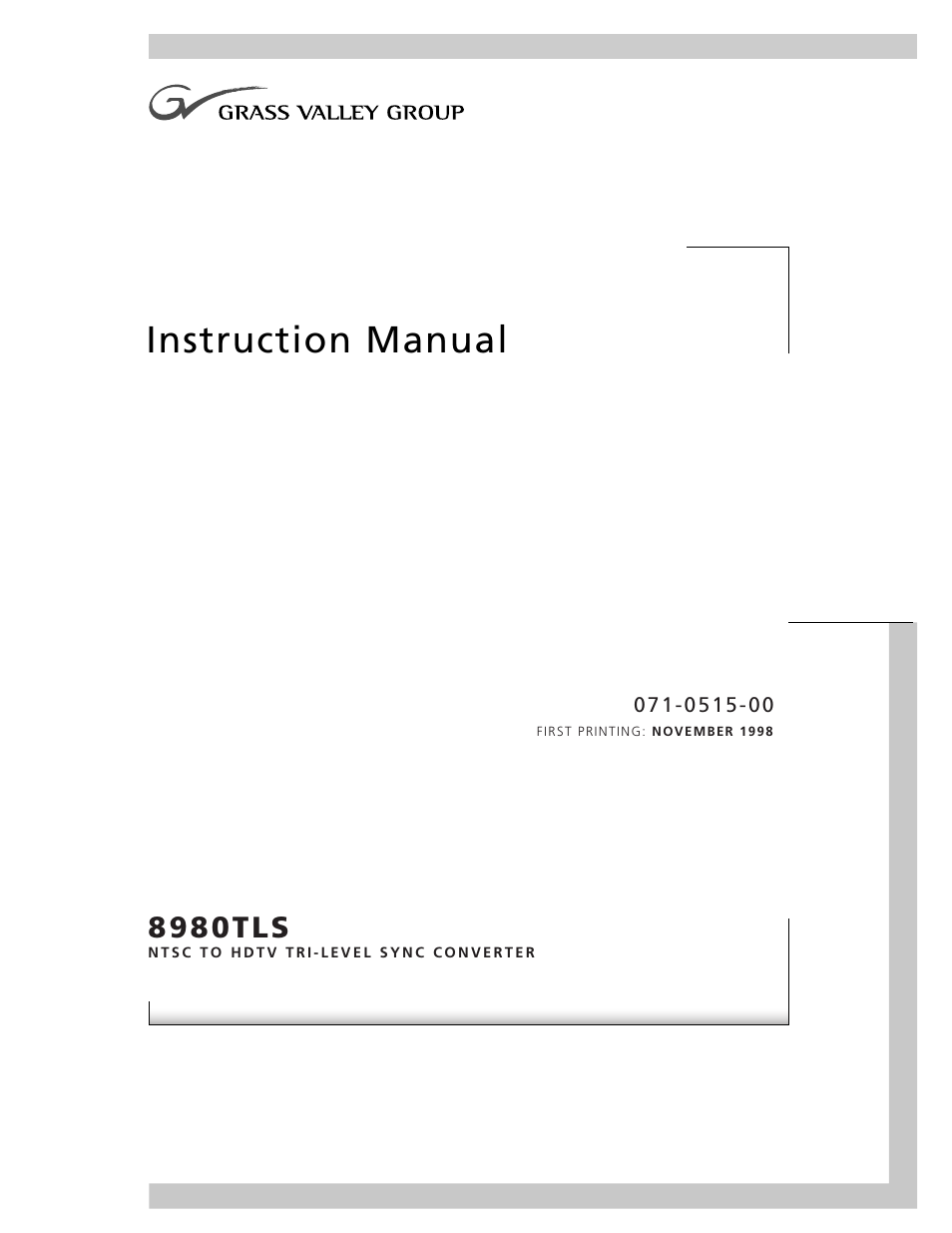 Grass Valley 8980TLS User Manual | 16 pages