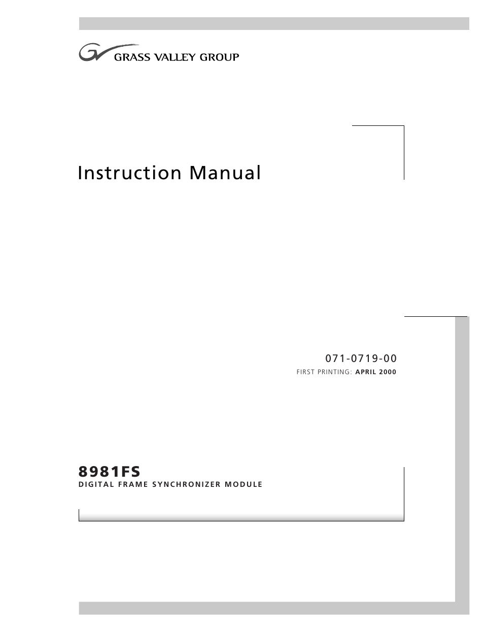 Grass Valley 8981FS User Manual | 38 pages