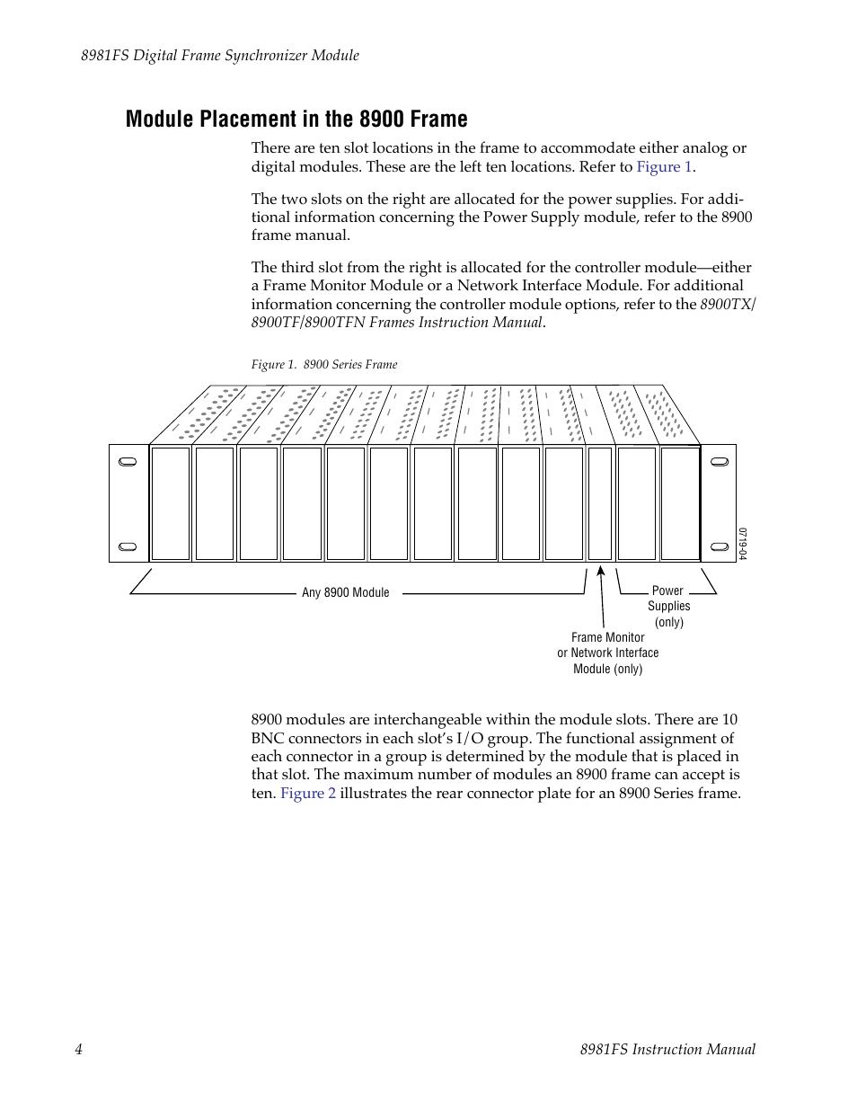 Module placement in the 8900 frame | Grass Valley 8981FS User Manual | Page 10 / 38