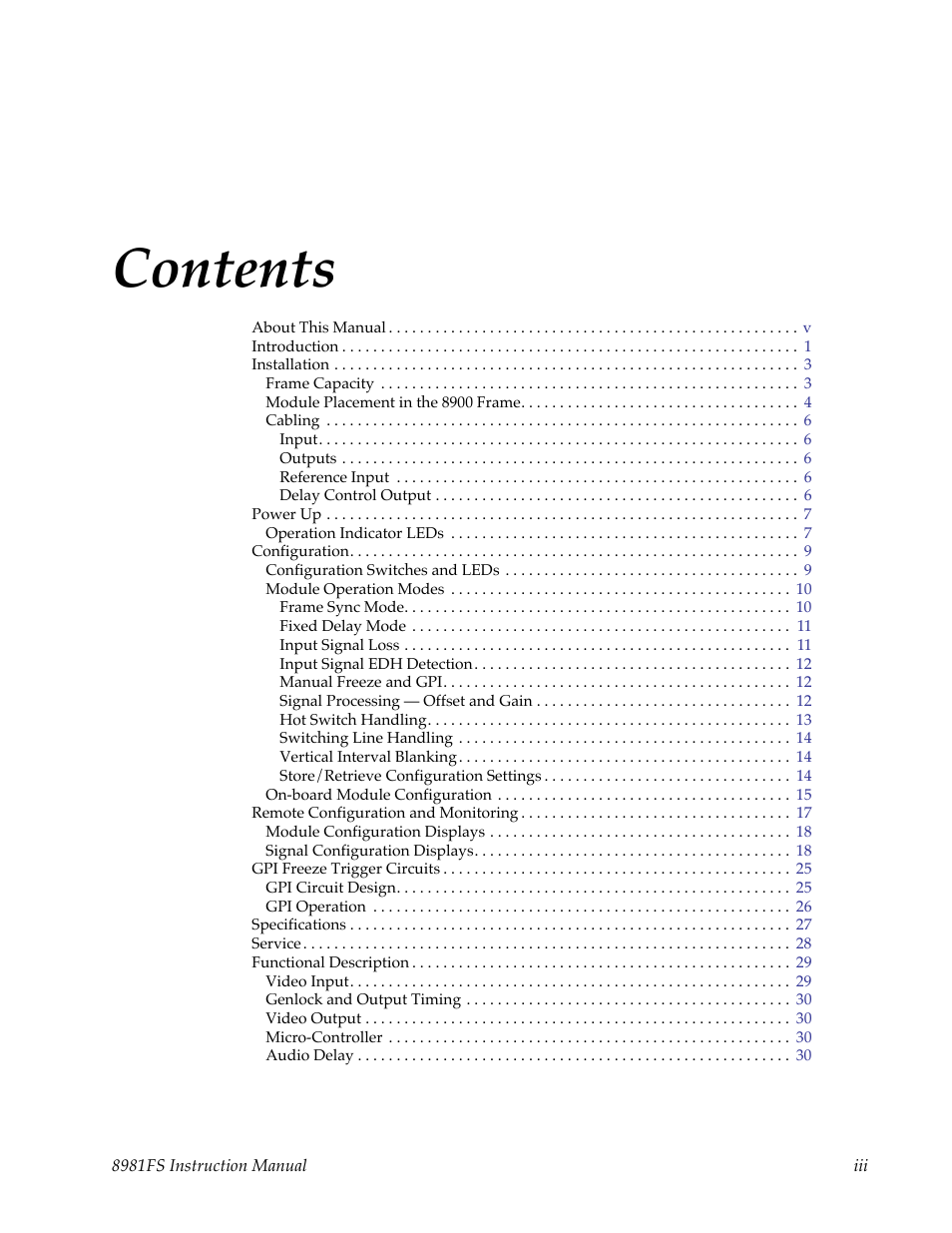 Grass Valley 8981FS User Manual | Page 3 / 38
