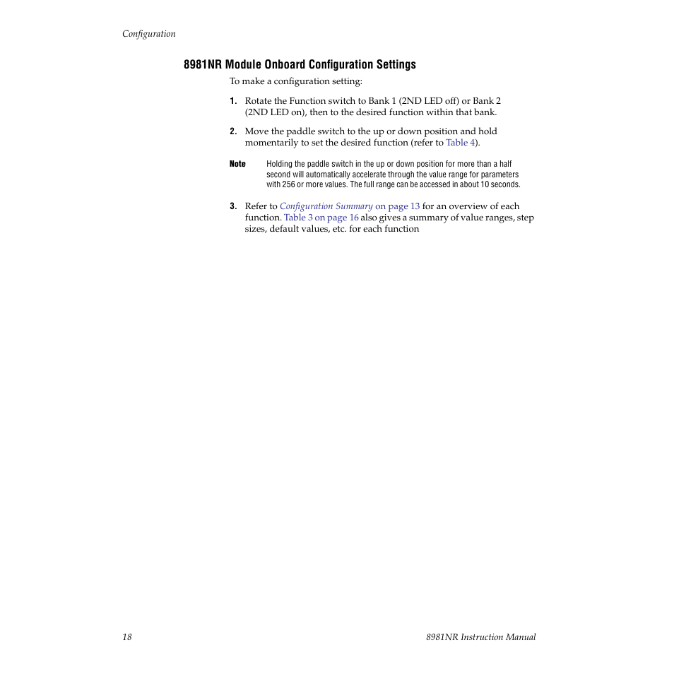 8981nr module onboard configuration settings | Grass Valley 8981NR User Manual | Page 18 / 44