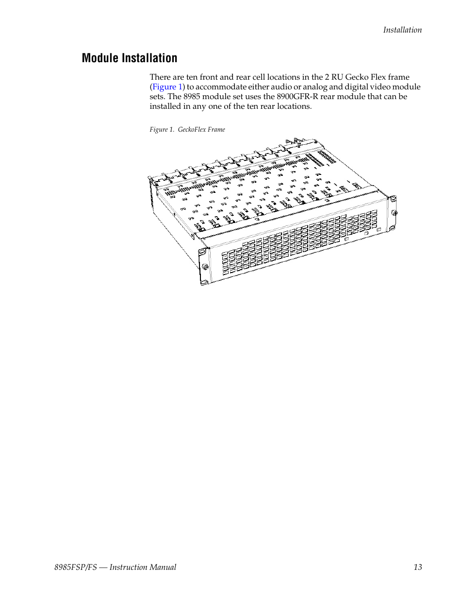 Module installation | Grass Valley 8985FS v.1.3.2 User Manual | Page 13 / 82