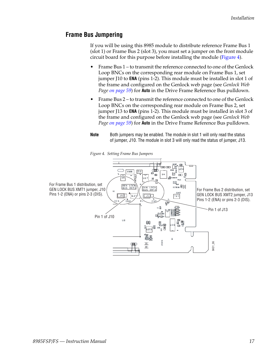 Frame bus jumpering | Grass Valley 8985FS v.1.3.2 User Manual | Page 17 / 82