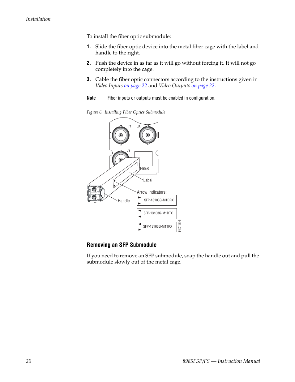 The sfp s | Grass Valley 8985FS v.1.3.2 User Manual | Page 20 / 82