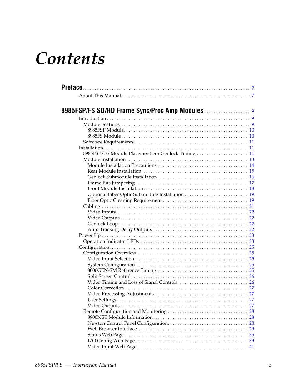 Grass Valley 8985FS v.1.3.2 User Manual | Page 5 / 82