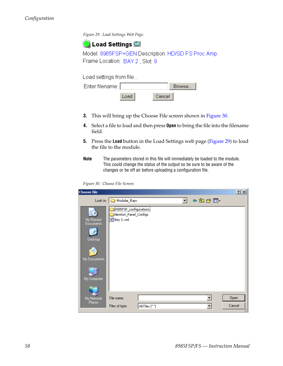 Shown in | Grass Valley 8985FS v.1.3.2 User Manual | Page 58 / 82