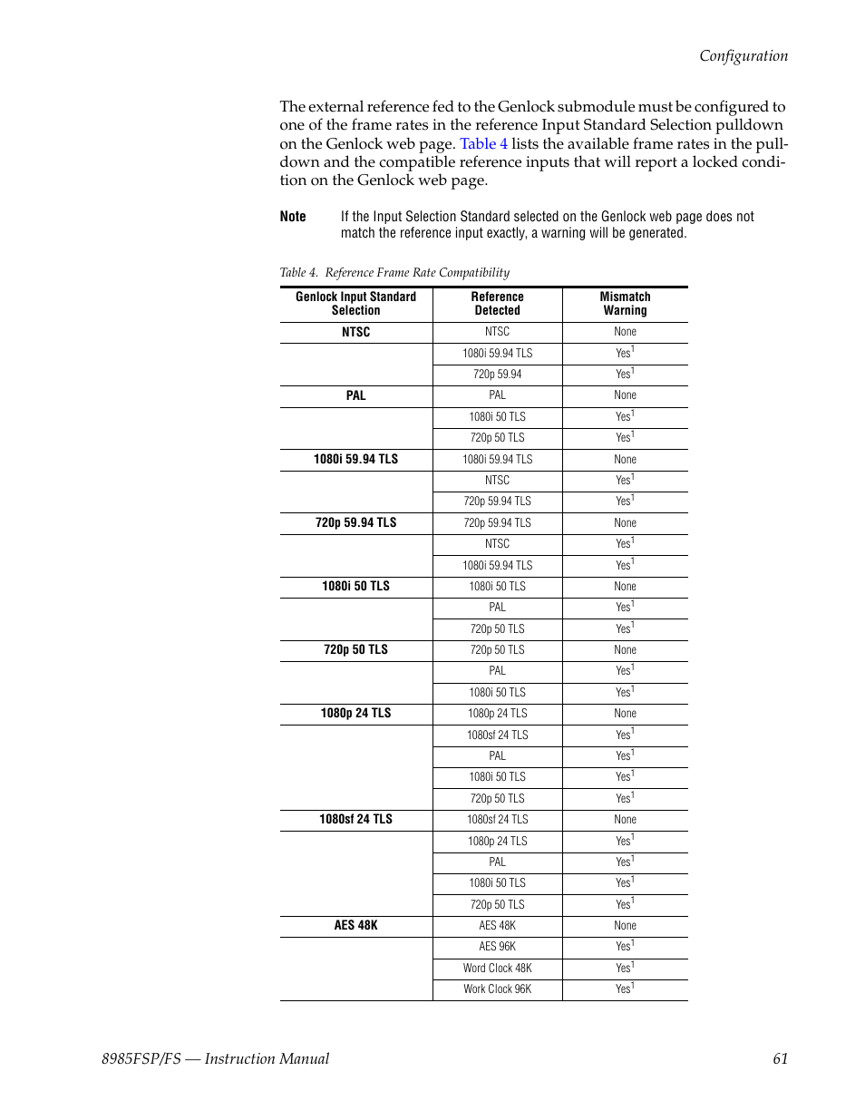 Grass Valley 8985FS v.1.3.2 User Manual | Page 61 / 82