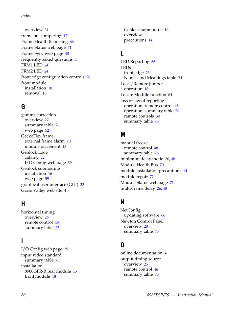 Grass Valley 8985FS v.1.3.2 User Manual | Page 80 / 82