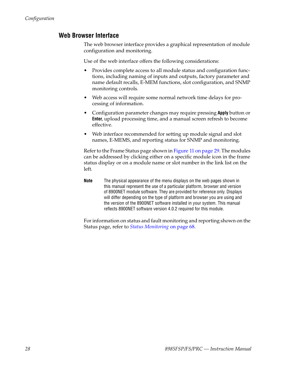 Web browser interface | Grass Valley 8985FS v.1.2.0 User Manual | Page 28 / 84