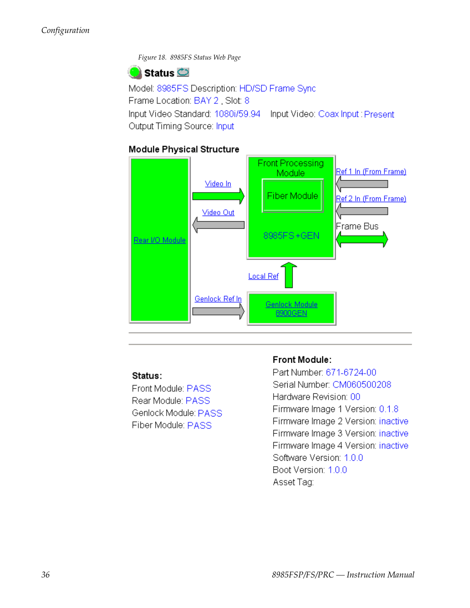 Figure 18 on, For the | Grass Valley 8985FS v.1.2.0 User Manual | Page 36 / 84