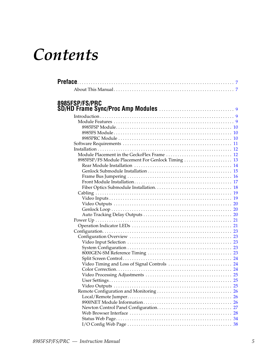 Grass Valley 8985FS v.1.2.0 User Manual | Page 5 / 84