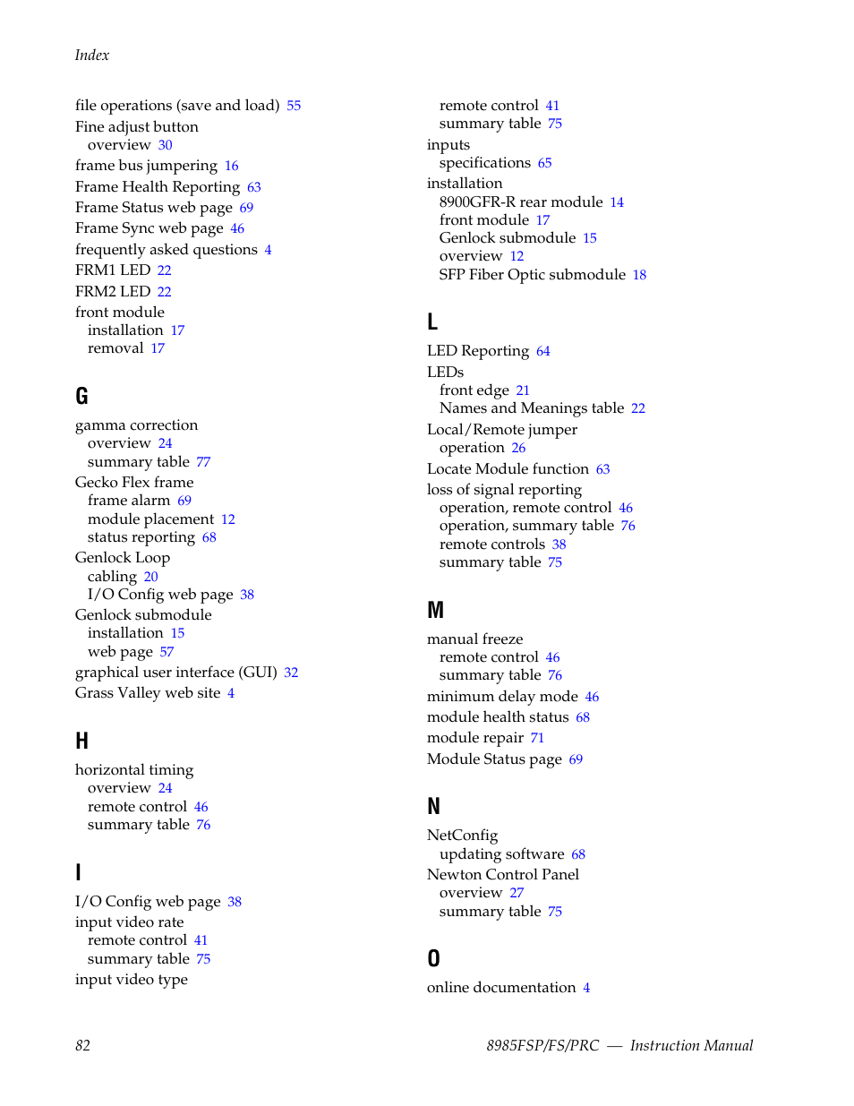 Grass Valley 8985FS v.1.2.0 User Manual | Page 82 / 84