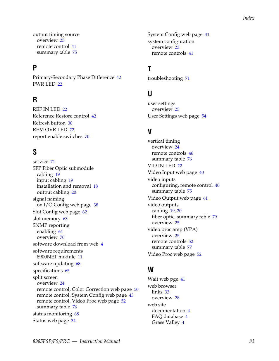 Grass Valley 8985FS v.1.2.0 User Manual | Page 83 / 84