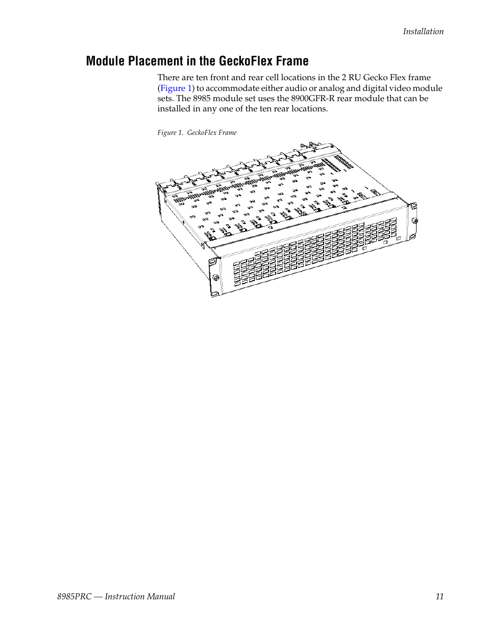 Module placement in the geckoflex frame | Grass Valley 8985PRC v.1.1.0 User Manual | Page 11 / 60