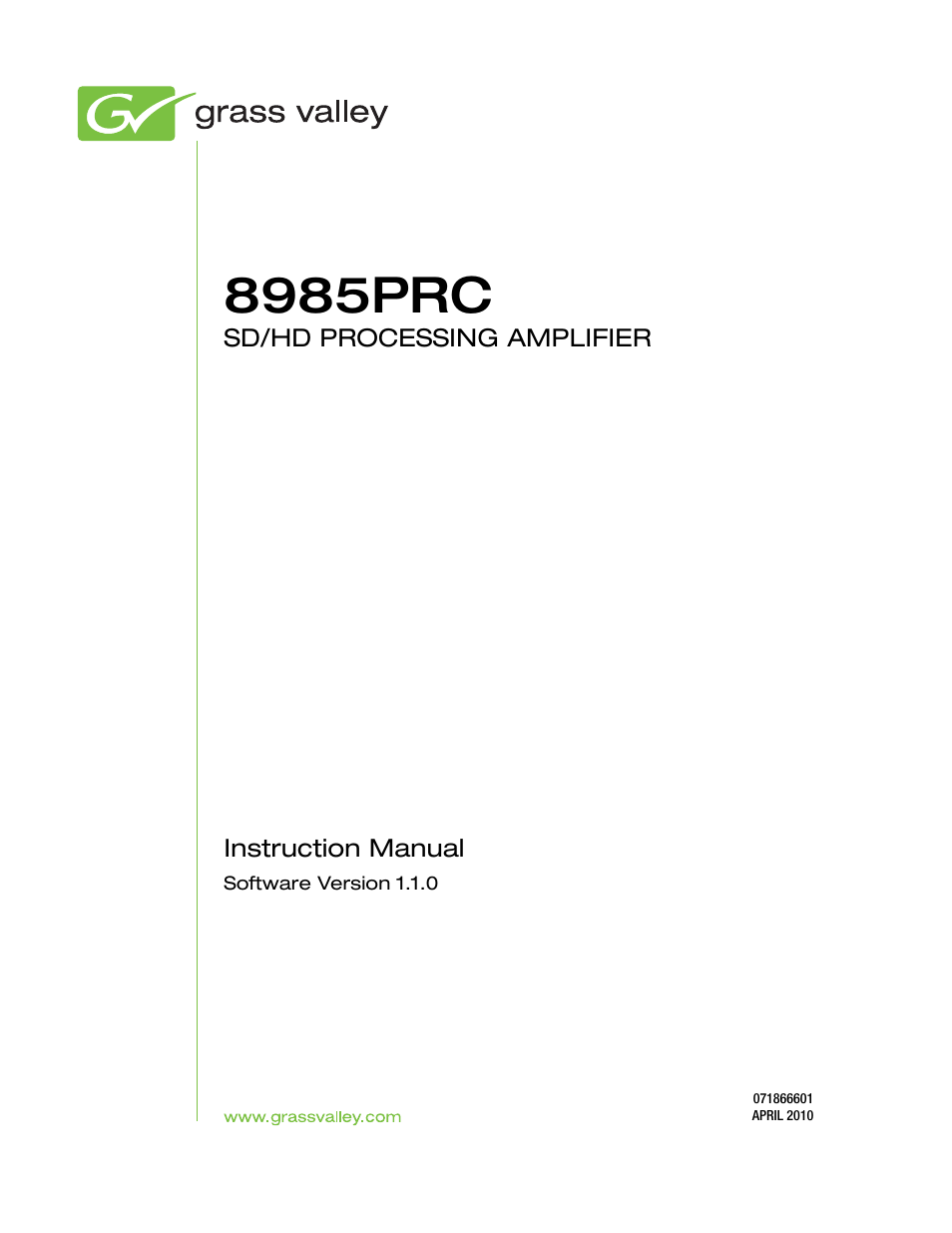 8985prc | Grass Valley 8985PRC v.1.1.0 User Manual | Page 3 / 60