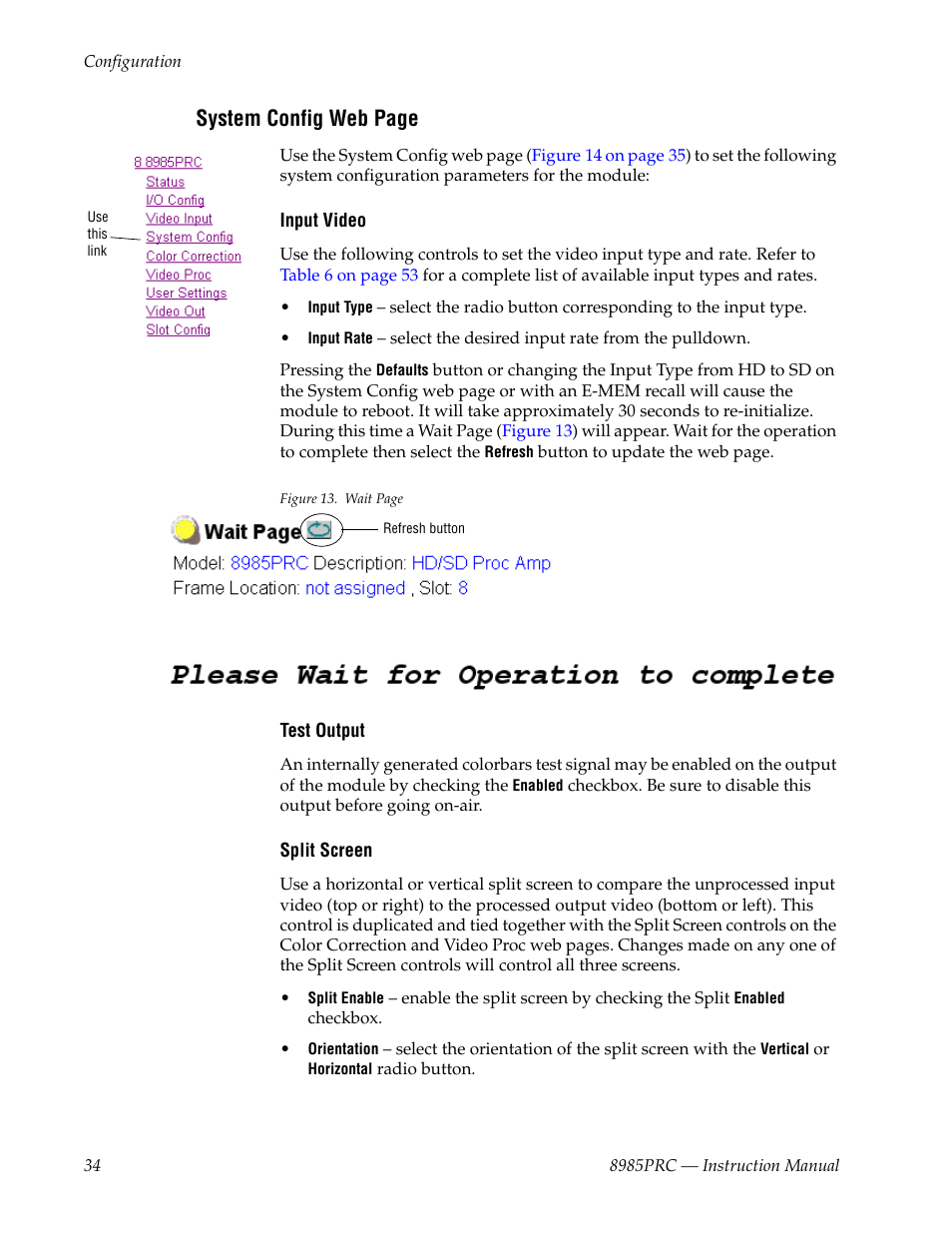 System config web page | Grass Valley 8985PRC v.1.1.0 User Manual | Page 34 / 60