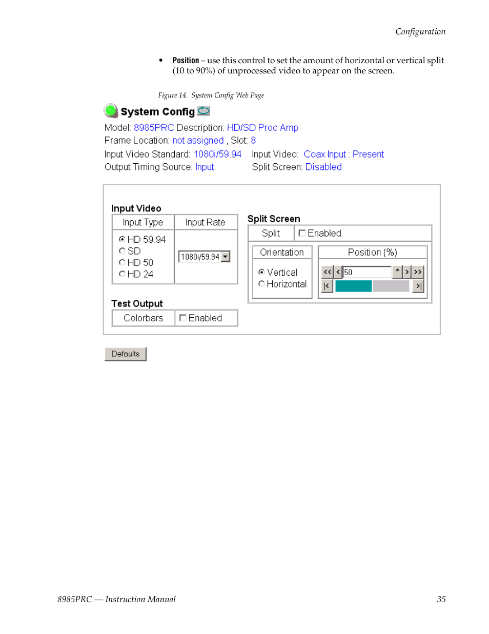 Grass Valley 8985PRC v.1.1.0 User Manual | Page 35 / 60