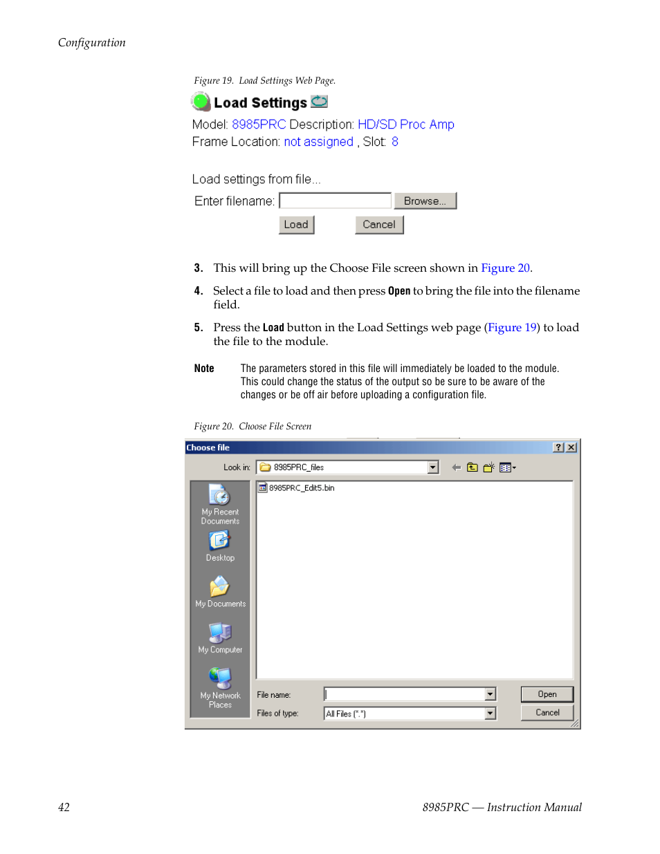 Shown in | Grass Valley 8985PRC v.1.1.0 User Manual | Page 42 / 60
