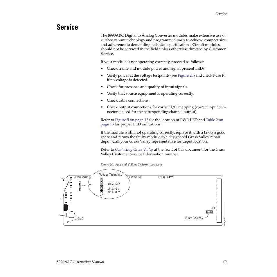 Service | Grass Valley 8990ARC v.3.0 User Manual | Page 49 / 56