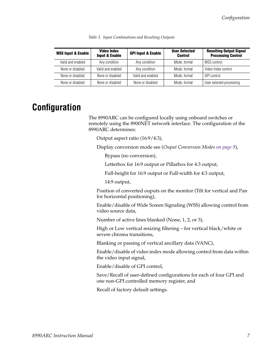 Configuration | Grass Valley 8990ARC v.1.0 User Manual | Page 13 / 34