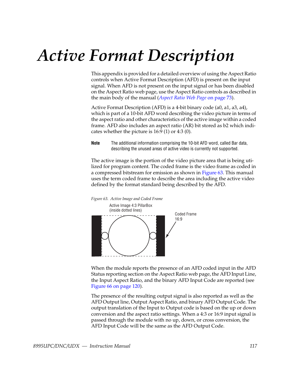 Active format description, Active, The appendix | Grass Valley 8995DNC v.1.3.0 User Manual | Page 117 / 140