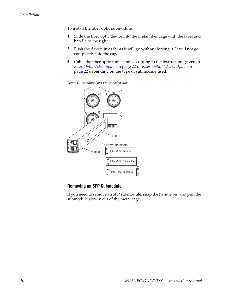 The sfp s | Grass Valley 8995DNC v.1.3.0 User Manual | Page 20 / 140