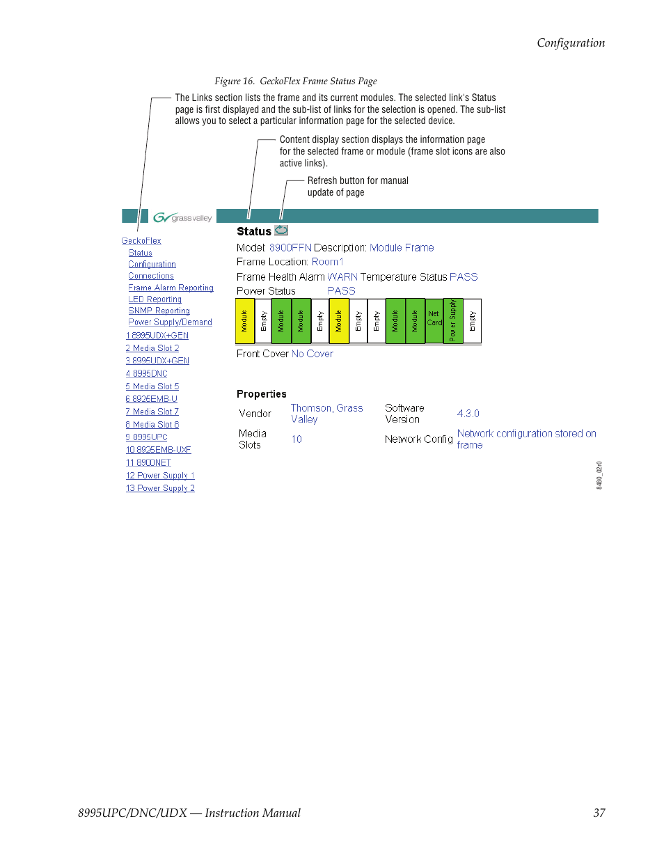 Shown in | Grass Valley 8995DNC v.1.3.0 User Manual | Page 37 / 140