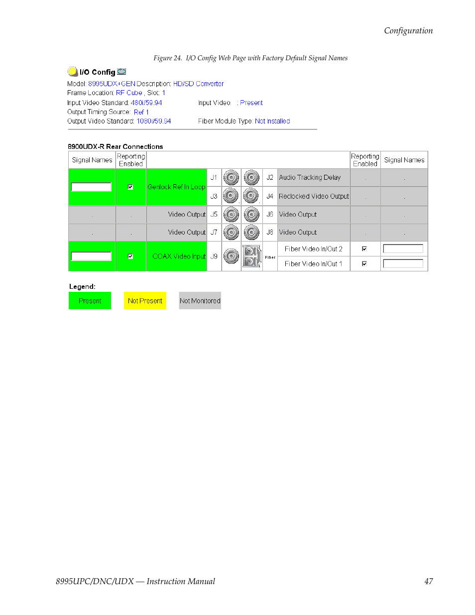 For the following | Grass Valley 8995DNC v.1.3.0 User Manual | Page 47 / 140