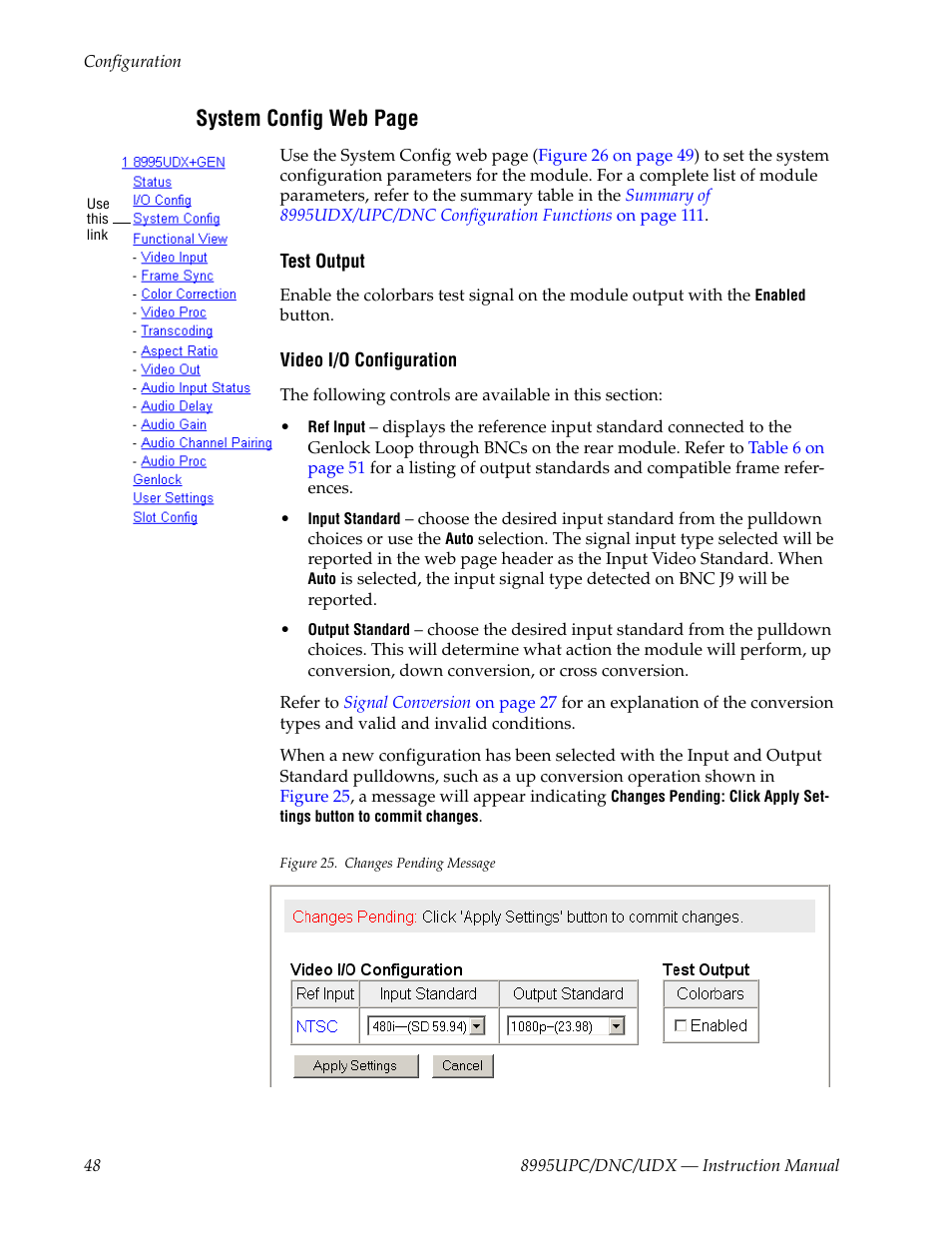System config web page | Grass Valley 8995DNC v.1.3.0 User Manual | Page 48 / 140