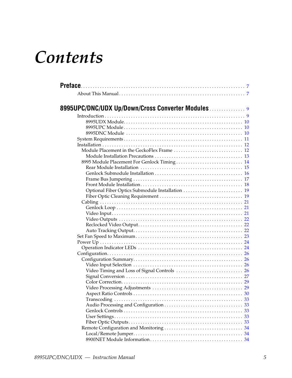 Grass Valley 8995DNC v.1.3.0 User Manual | Page 5 / 140