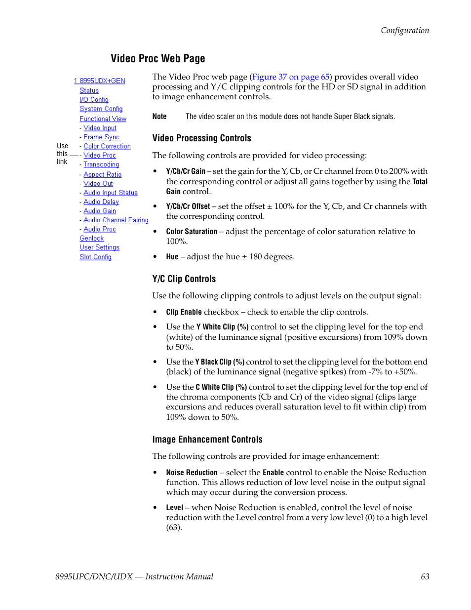 Video proc web page | Grass Valley 8995DNC v.1.3.0 User Manual | Page 63 / 140