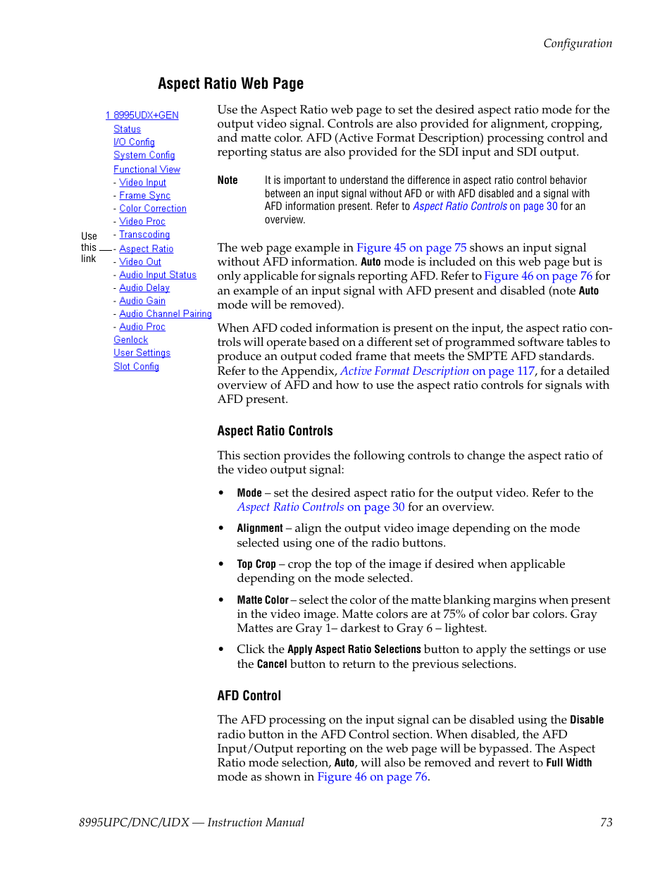 Aspect ratio web page | Grass Valley 8995DNC v.1.3.0 User Manual | Page 73 / 140