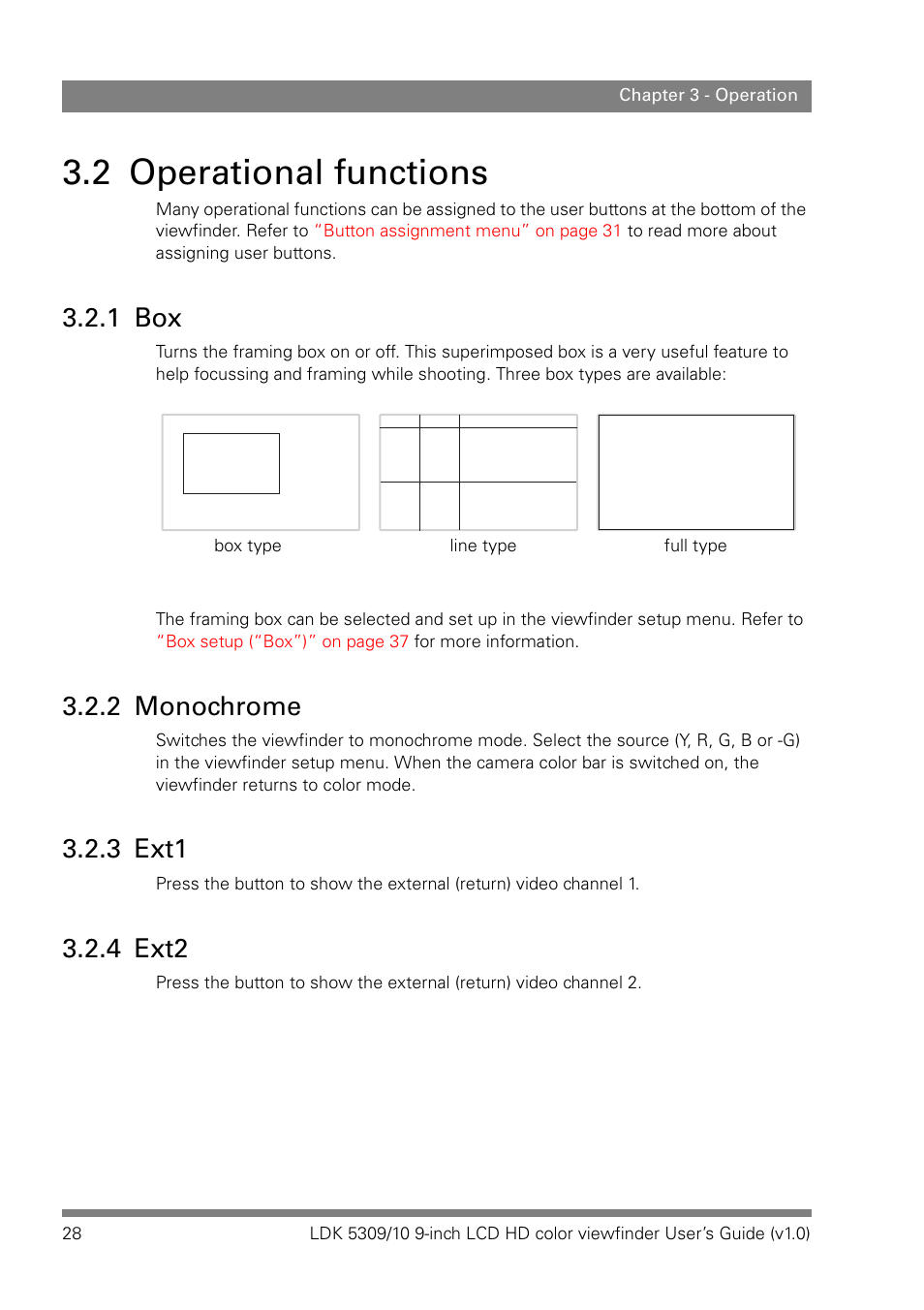 2 operational functions, 1 box, 2 monochrome | 3 ext1, 4 ext2 | Grass Valley LDK 5309 User Manual | Page 28 / 44