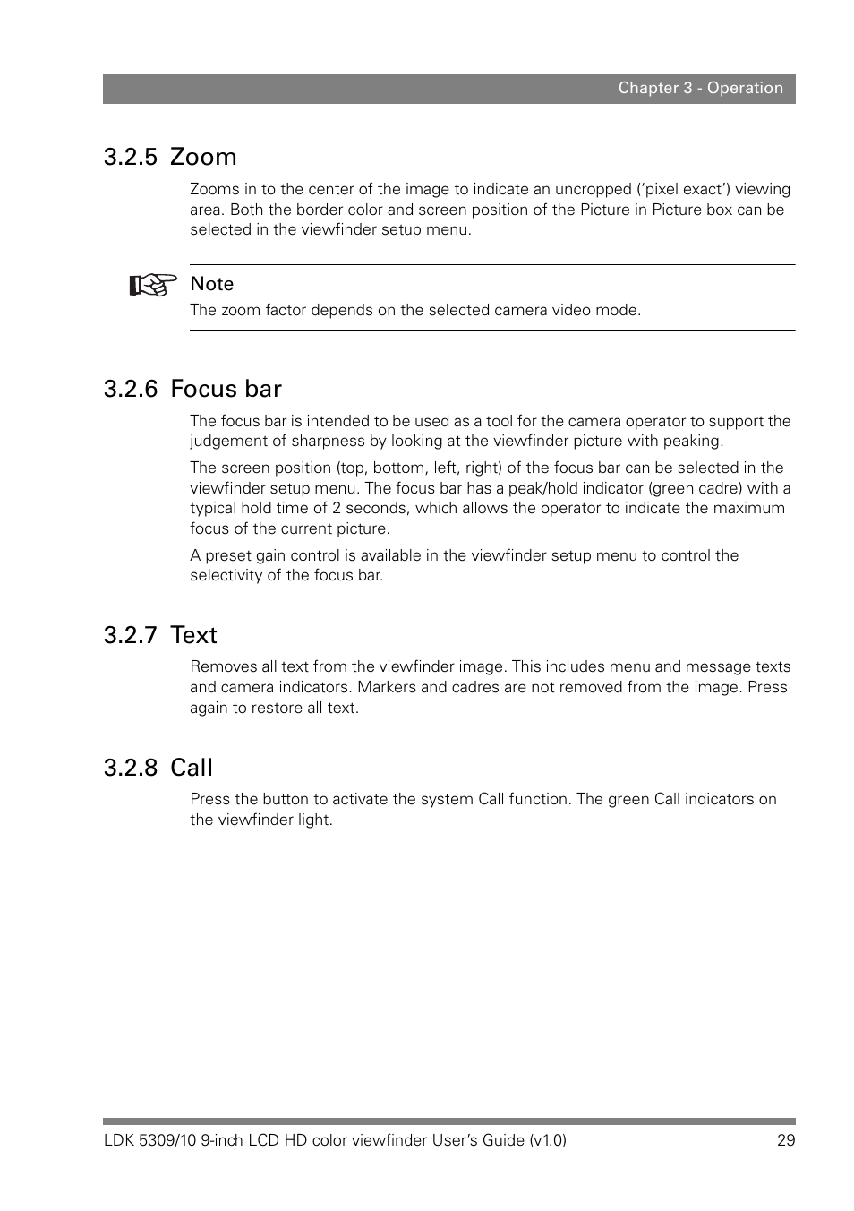 5 zoom, 6 focus bar, 7 text | 8 call | Grass Valley LDK 5309 User Manual | Page 29 / 44