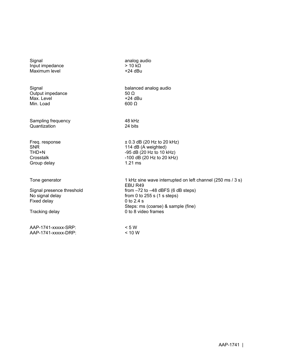 4 specifications | Grass Valley AAP-1741 User Manual | Page 33 / 33