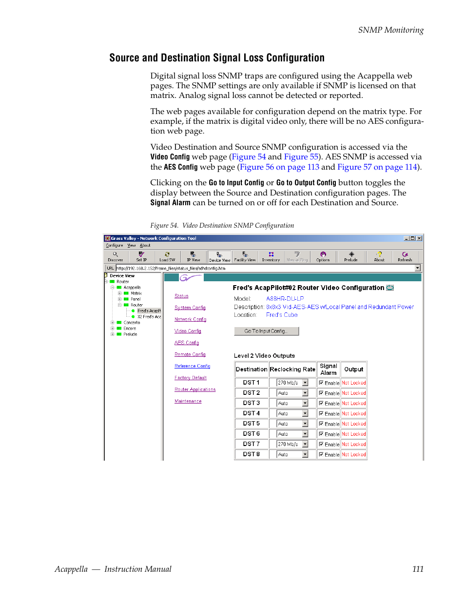 Source and destination signal loss configuration | Grass Valley Acappella v.3.2.4 User Manual | Page 111 / 128