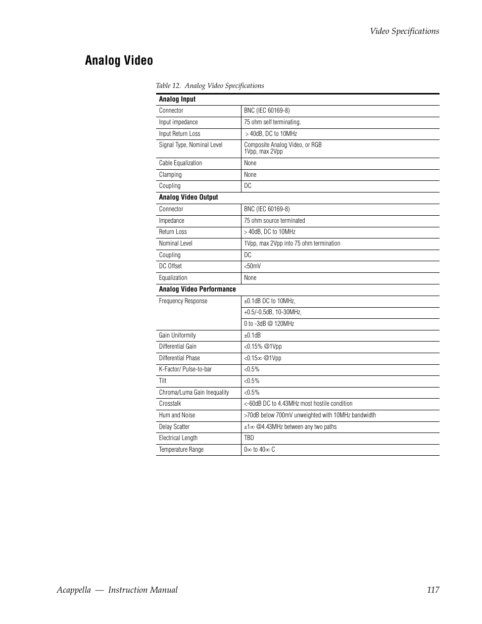 Analog video | Grass Valley Acappella v.3.2.4 User Manual | Page 117 / 128