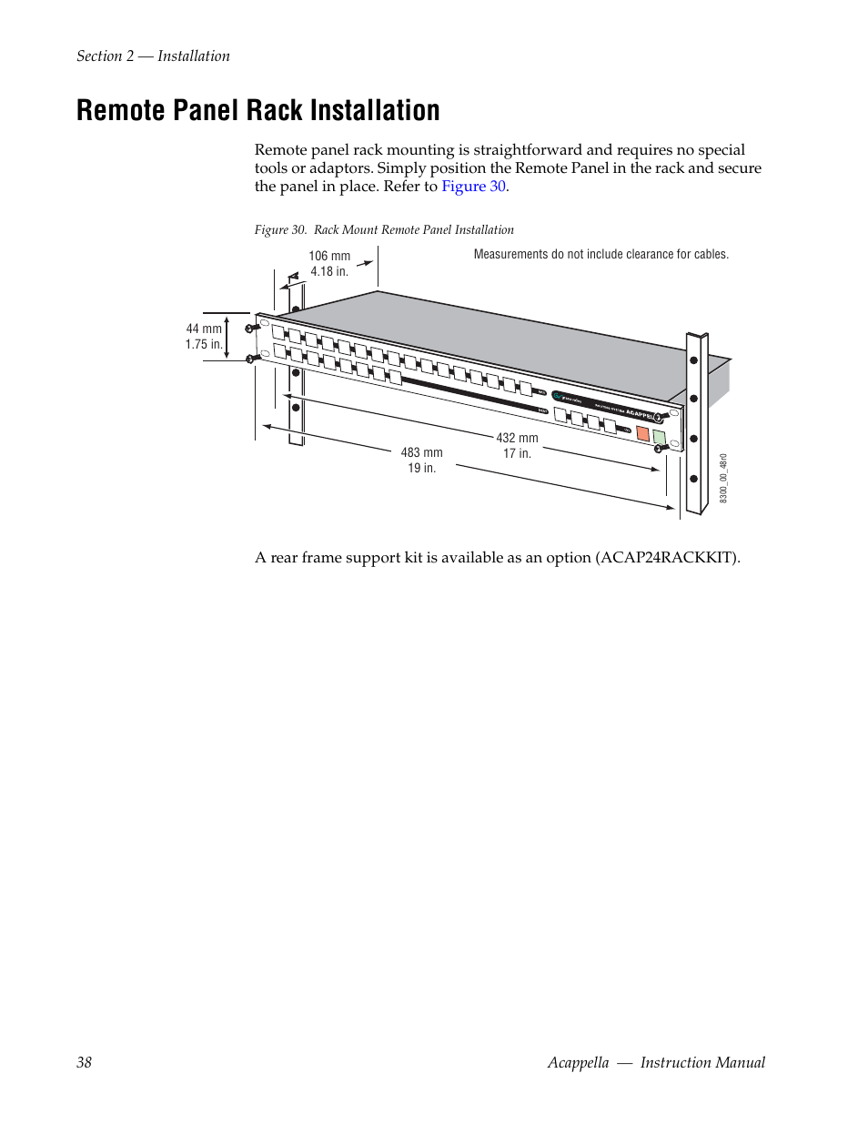 Remote panel rack installation | Grass Valley Acappella v.3.2.4 User Manual | Page 38 / 128