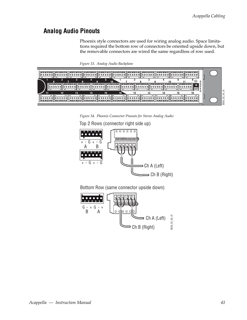 Analog audio pinouts | Grass Valley Acappella v.3.2.4 User Manual | Page 41 / 128