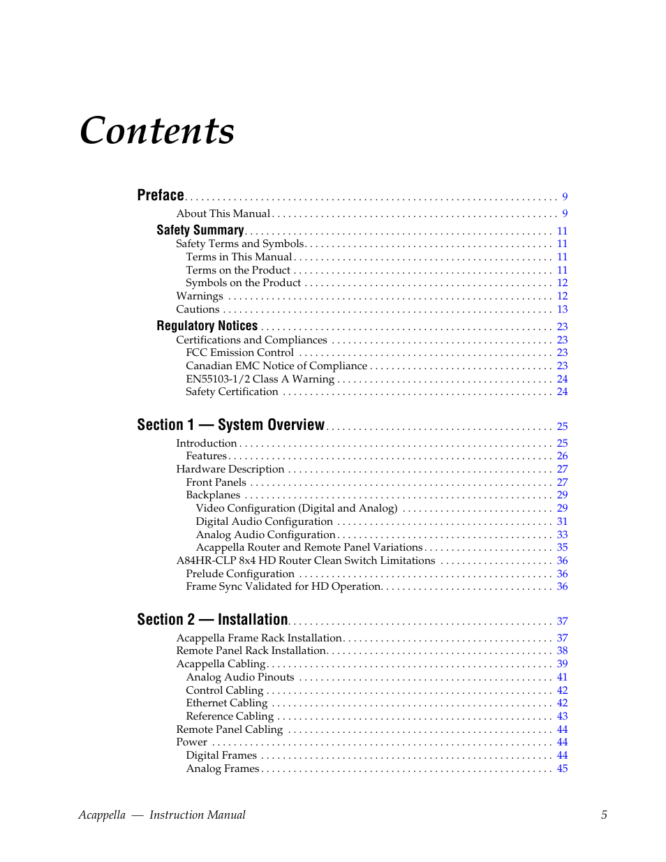 Grass Valley Acappella v.3.2.4 User Manual | Page 5 / 128