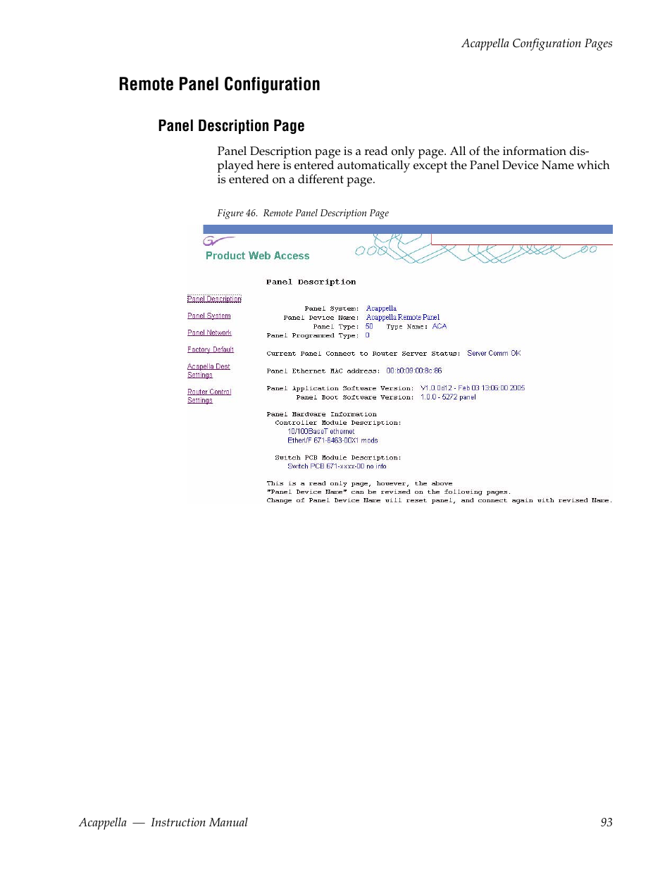 Remote panel configuration | Grass Valley Acappella v.3.2.4 User Manual | Page 93 / 128