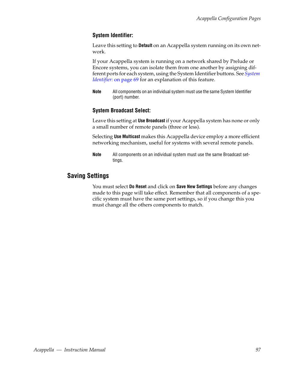 Saving settings | Grass Valley Acappella v.3.2.4 User Manual | Page 97 / 128