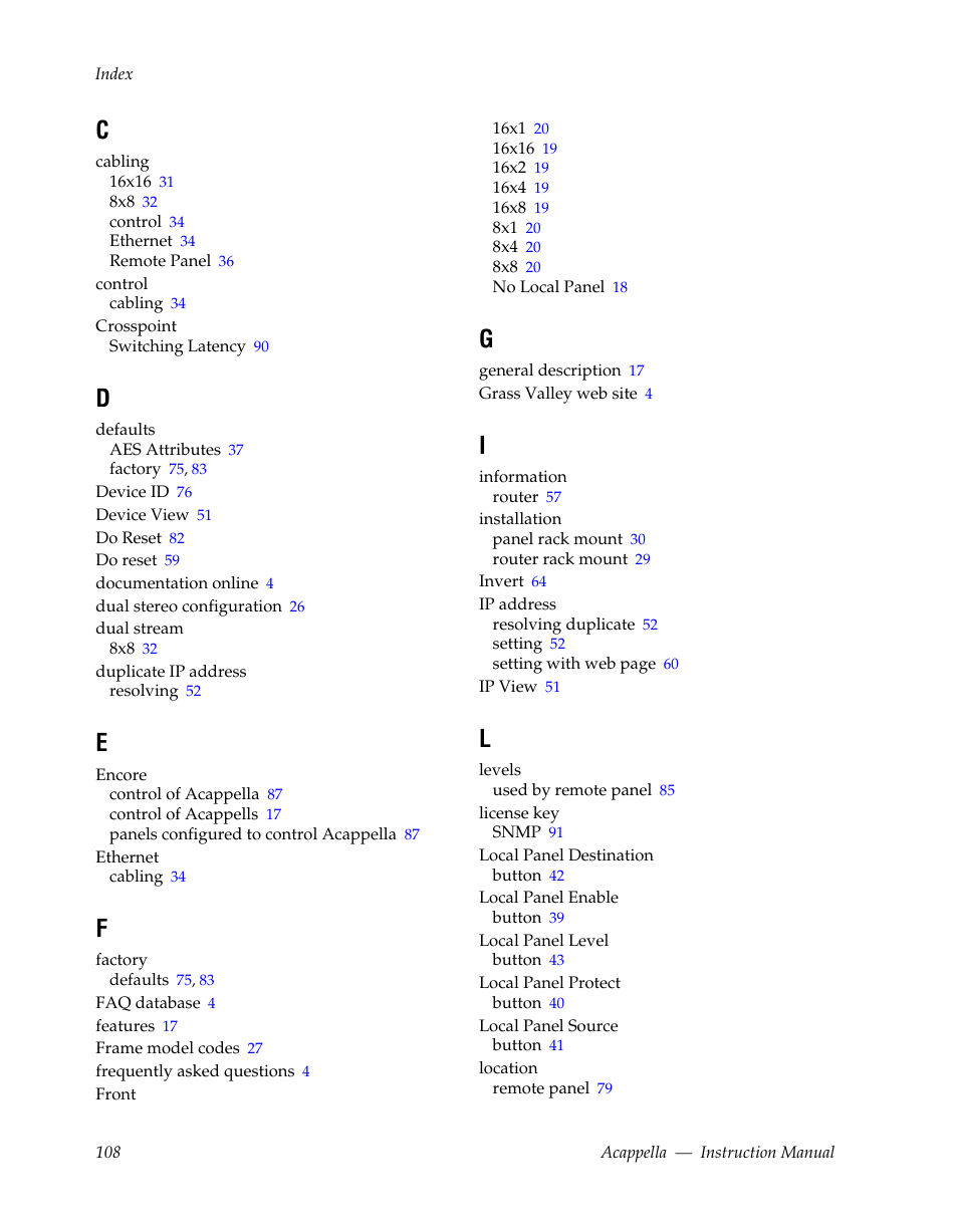 Grass Valley Acappella v.3.1.0 User Manual | Page 108 / 110