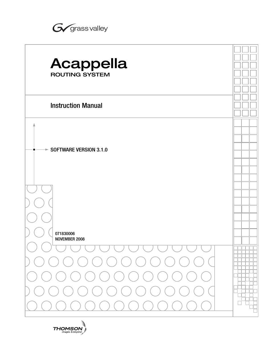 Acappella | Grass Valley Acappella v.3.1.0 User Manual | Page 3 / 110